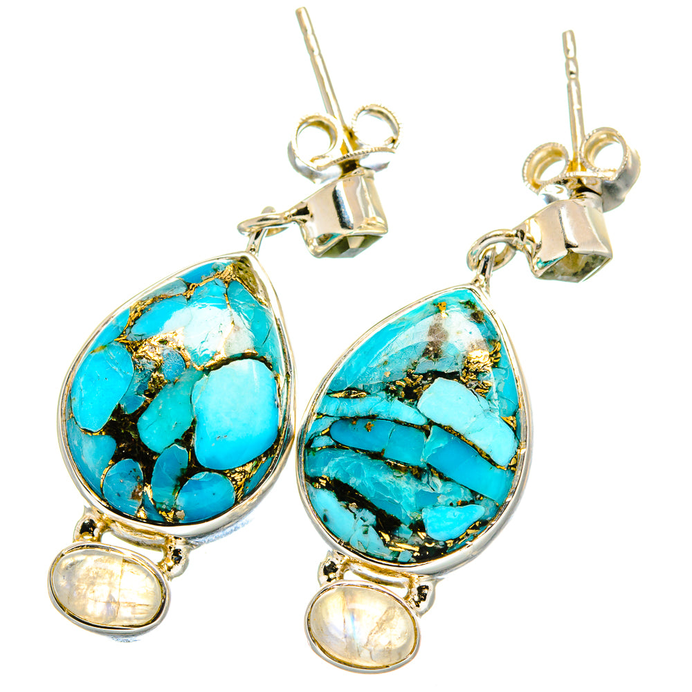 Blue Copper Composite Turquoise Earrings handcrafted by Ana Silver Co - EARR422606