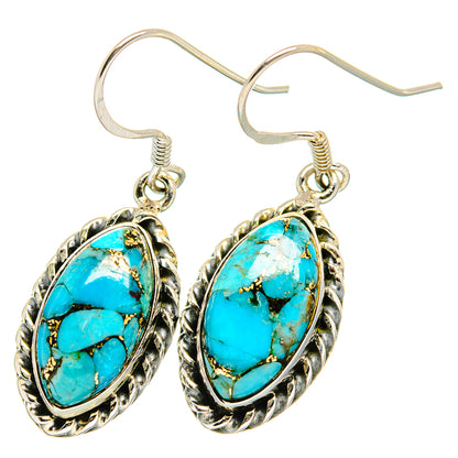 Blue Copper Composite Turquoise Earrings handcrafted by Ana Silver Co - EARR422695