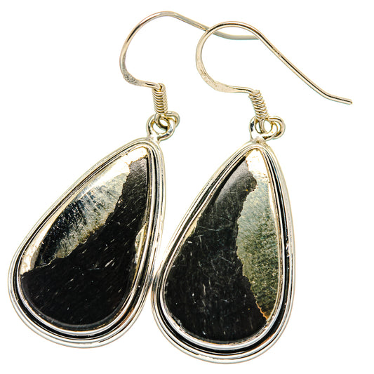 Pyrite In Black Onyx Earrings handcrafted by Ana Silver Co - EARR422710