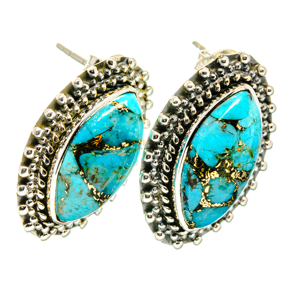 Blue Copper Composite Turquoise Earrings handcrafted by Ana Silver Co - EARR422735