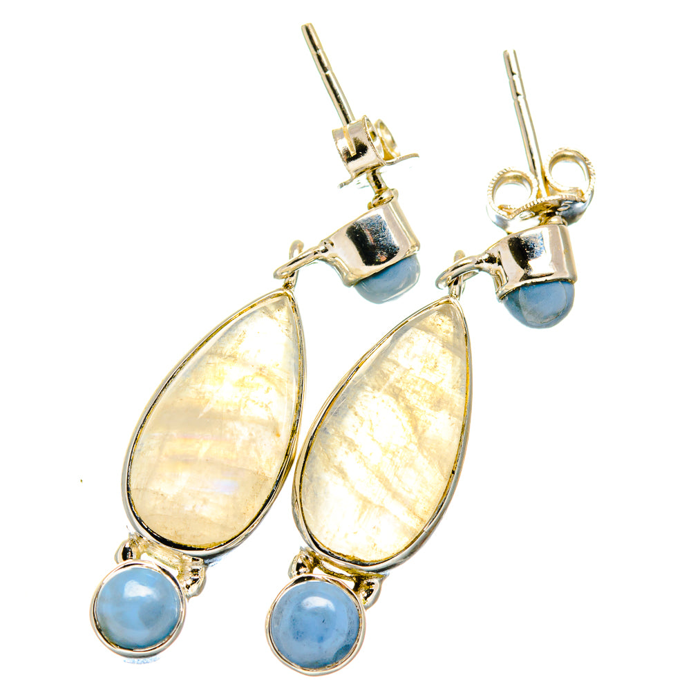 Rainbow Moonstone Earrings handcrafted by Ana Silver Co - EARR422738