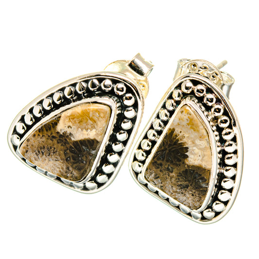 Fossil Coral Earrings handcrafted by Ana Silver Co - EARR422745