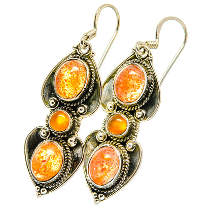 Sunstone Earrings handcrafted by Ana Silver Co - EARR422765