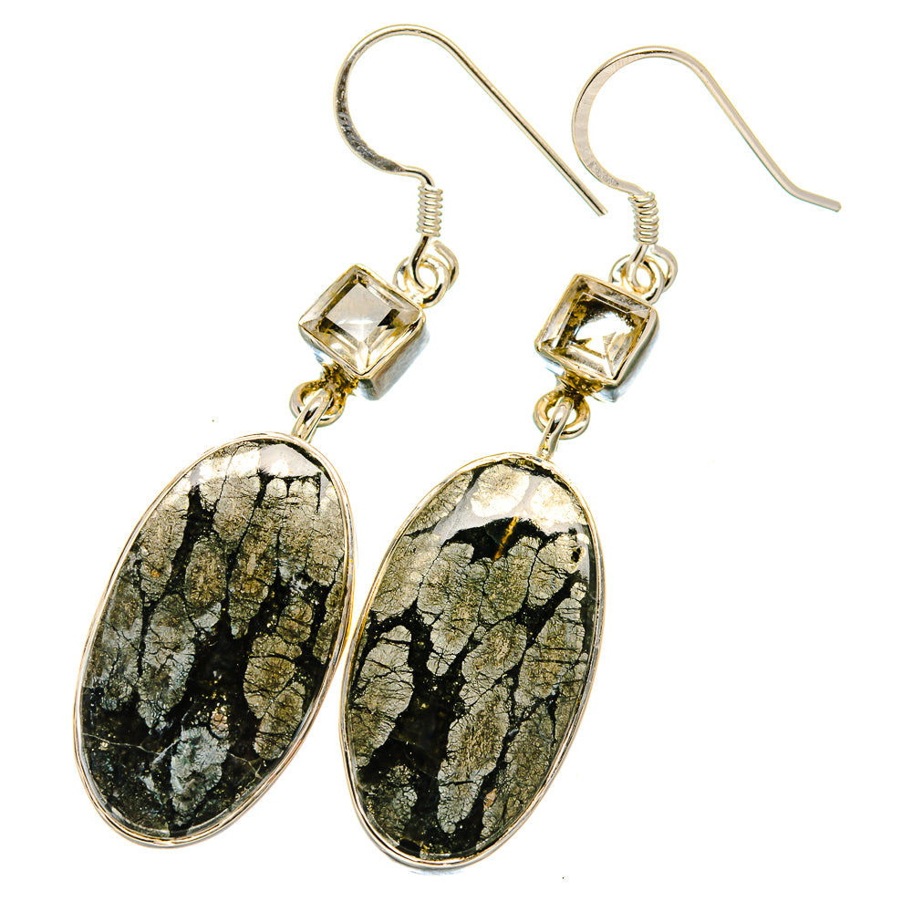 Pyrite Agate Earrings handcrafted by Ana Silver Co - EARR422782
