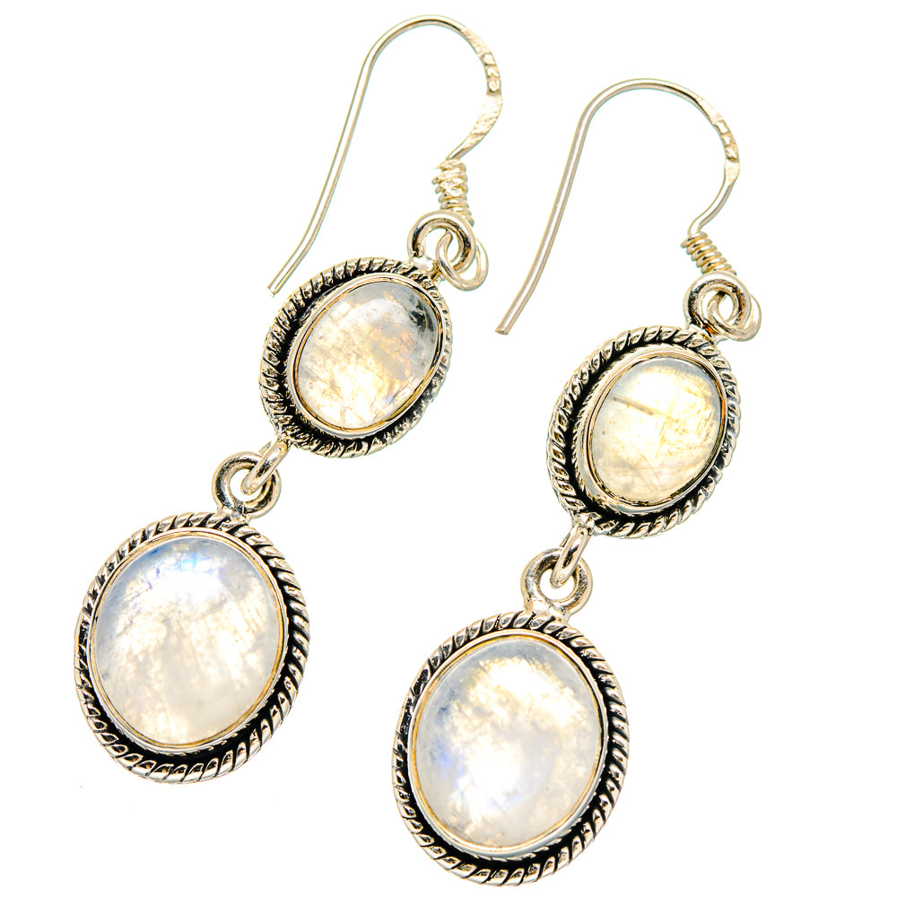 Rainbow Moonstone Earrings handcrafted by Ana Silver Co - EARR422783