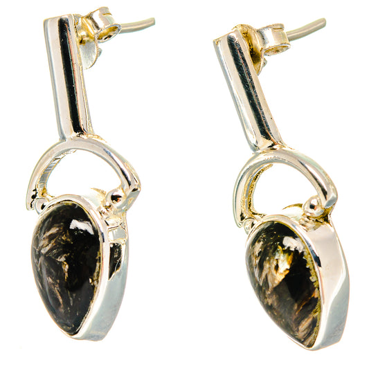 Golden Seraphinite Earrings handcrafted by Ana Silver Co - EARR422809