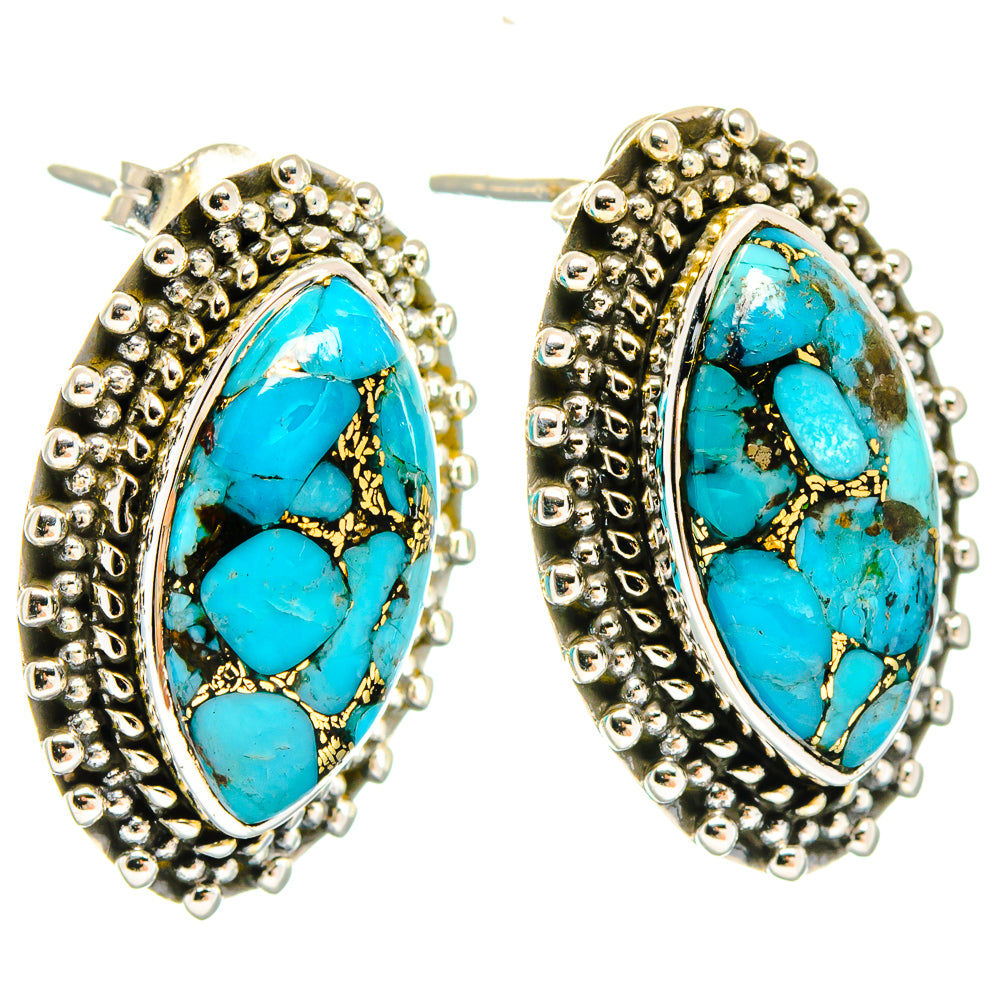 Blue Copper Composite Turquoise Earrings handcrafted by Ana Silver Co - EARR422810