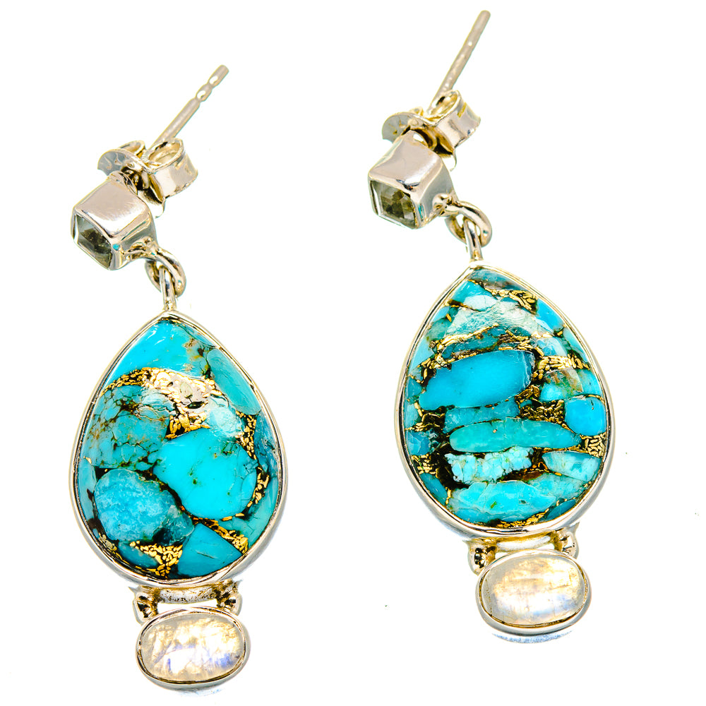 Blue Copper Composite Turquoise Earrings handcrafted by Ana Silver Co - EARR422815