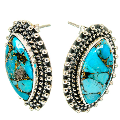 Blue Copper Composite Turquoise Earrings handcrafted by Ana Silver Co - EARR422817