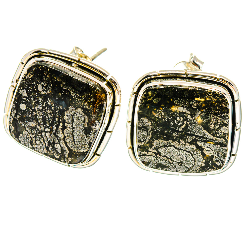 Pyrite Agate Earrings handcrafted by Ana Silver Co - EARR422842