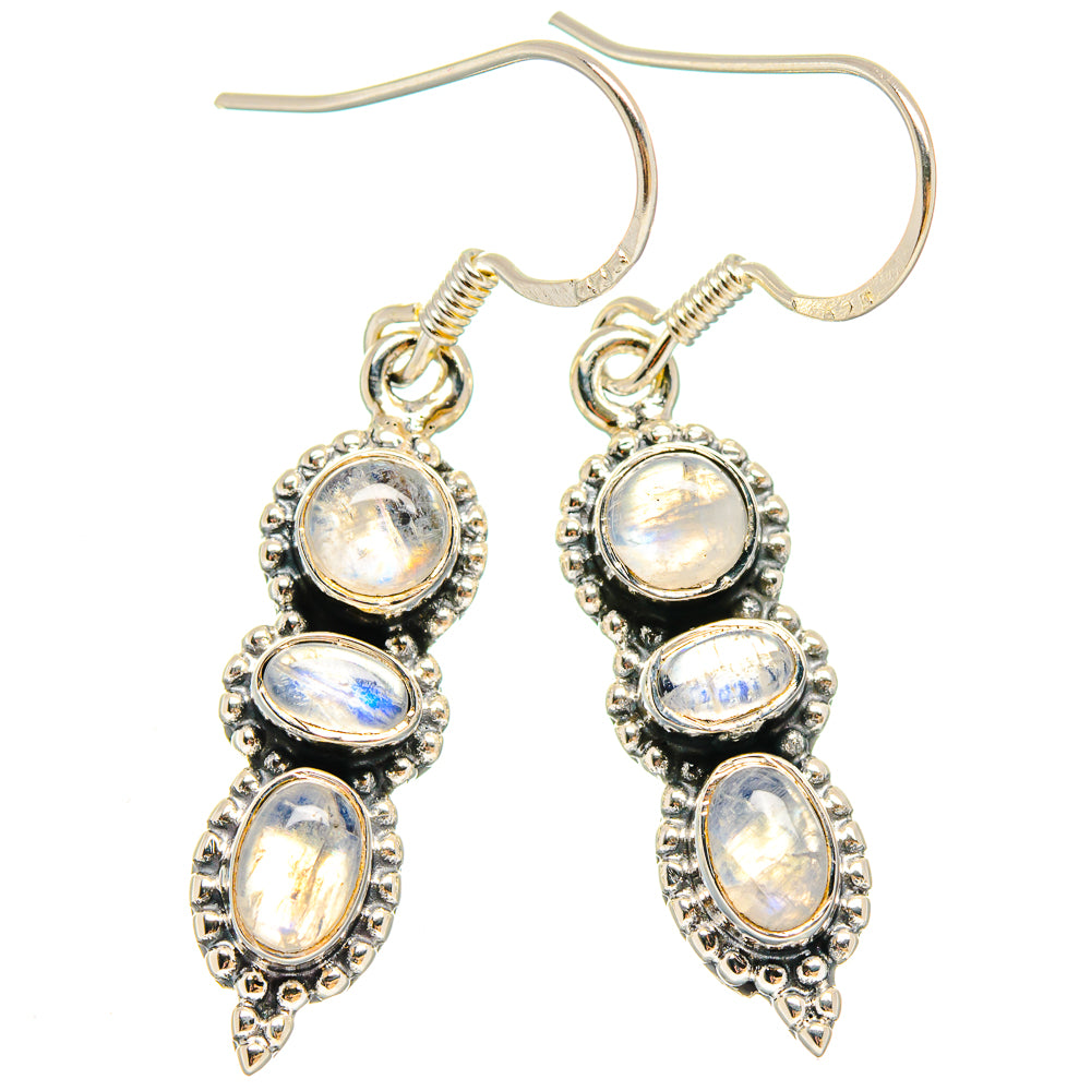 Rainbow Moonstone Earrings handcrafted by Ana Silver Co - EARR422870