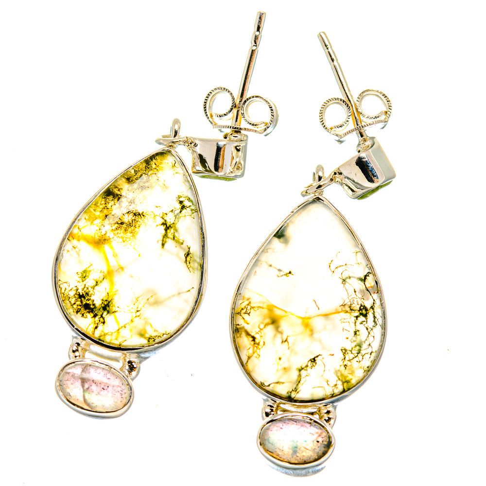 Green Moss Agate Earrings handcrafted by Ana Silver Co - EARR422882