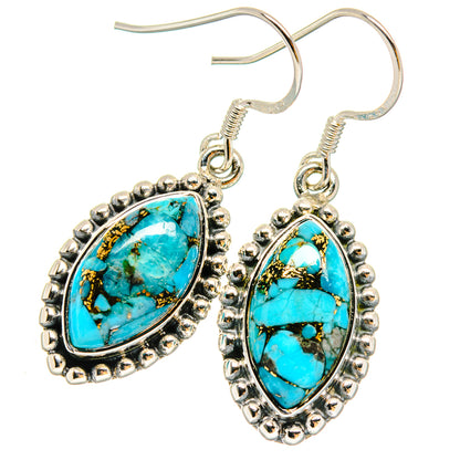 Blue Copper Composite Turquoise Earrings handcrafted by Ana Silver Co - EARR422886