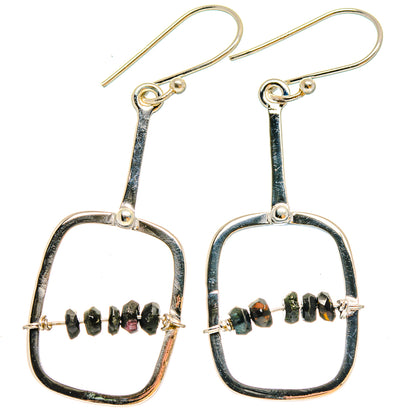 925 sterling silver drop earrings with black tourmaline bead crossbar