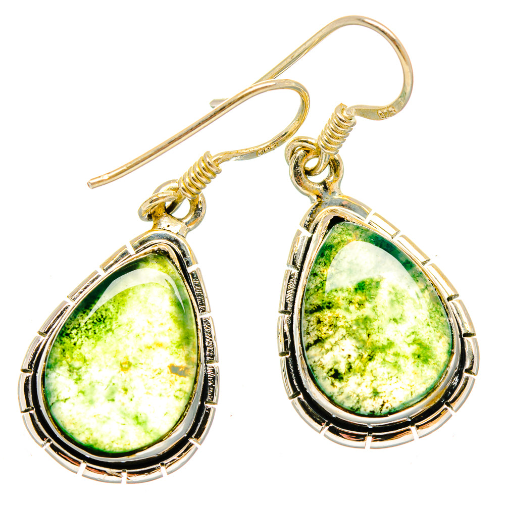 Green Moss Agate Earrings handcrafted by Ana Silver Co - EARR422910