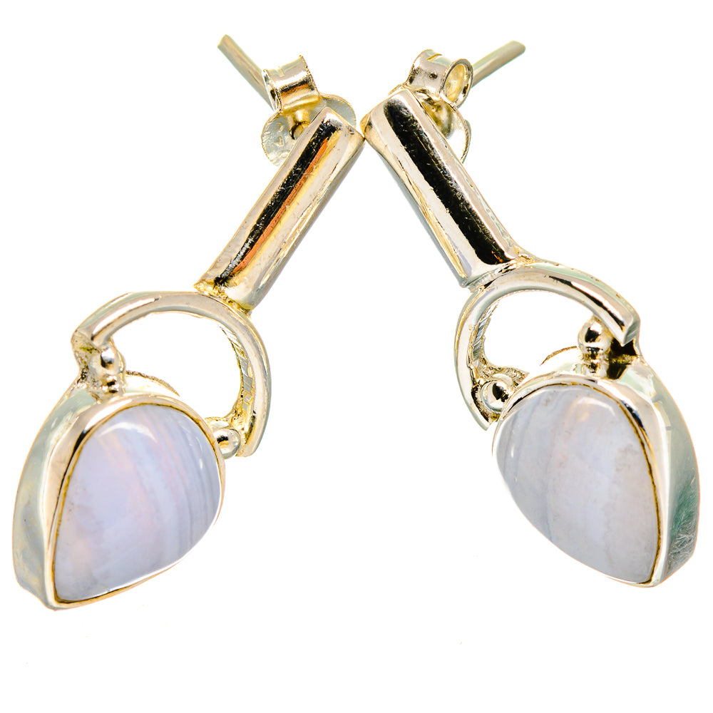Blue Lace Agate Earrings handcrafted by Ana Silver Co - EARR422926