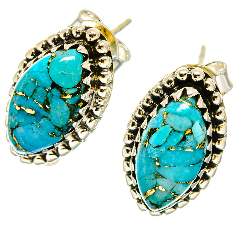 Blue Copper Composite Turquoise Earrings handcrafted by Ana Silver Co - EARR422950
