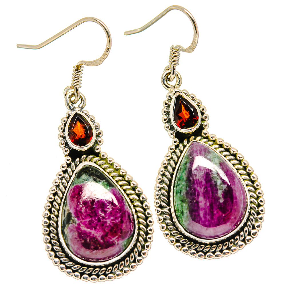 Ruby Zoisite, Garnet Earrings handcrafted by Ana Silver Co - EARR422975