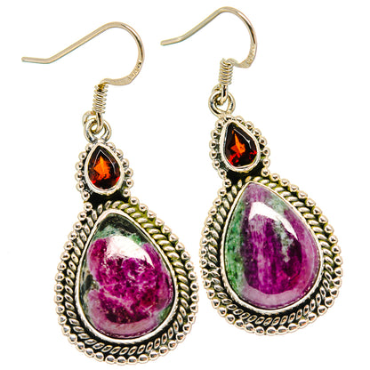 Ruby Zoisite, Garnet Earrings handcrafted by Ana Silver Co - EARR422975