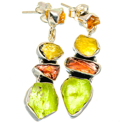 Peridot, Garnet, Citrine Earrings handcrafted by Ana Silver Co - EARR422993