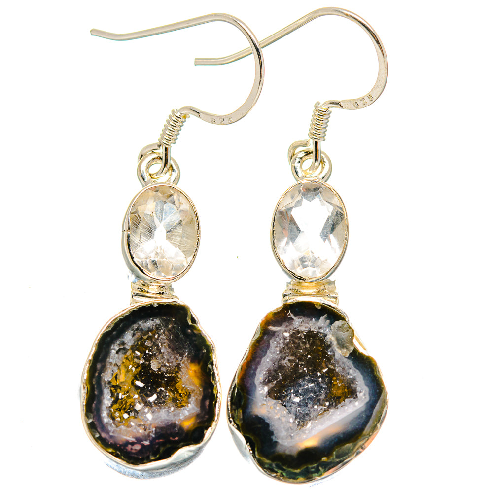 Coconut Geode Druzy, White Quartz Earrings handcrafted by Ana Silver Co - EARR423001