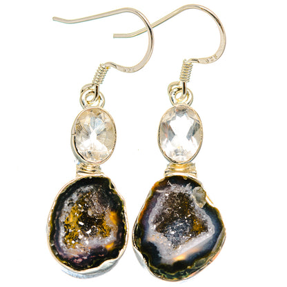 Coconut Geode Druzy, White Quartz Earrings handcrafted by Ana Silver Co - EARR423001