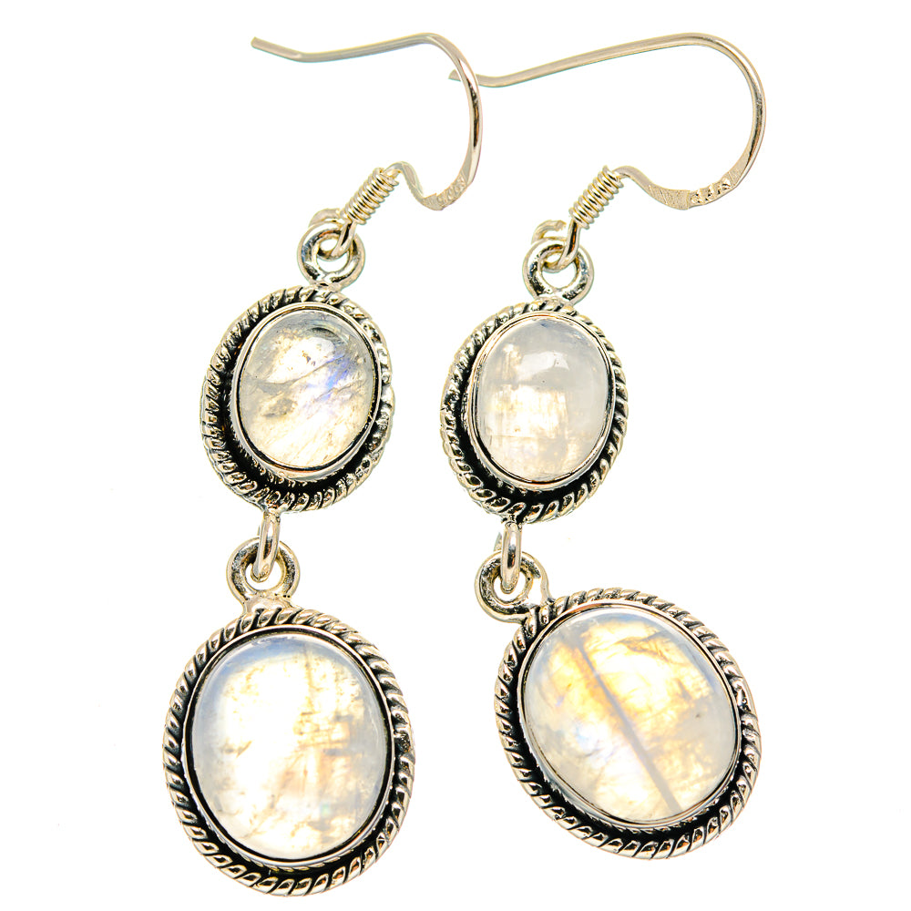Rainbow Moonstone Earrings handcrafted by Ana Silver Co - EARR423002
