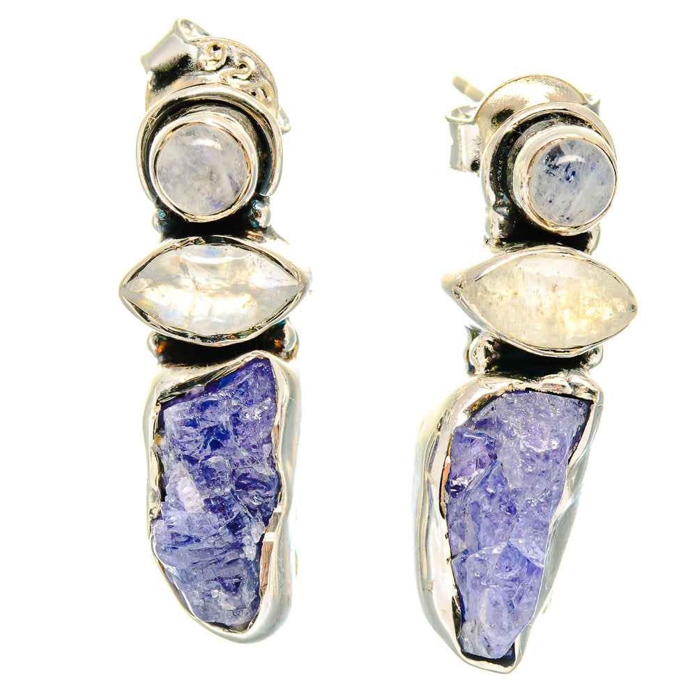 Tanzanite, Rainbow Moonstone Earrings handcrafted by Ana Silver Co - EARR423006