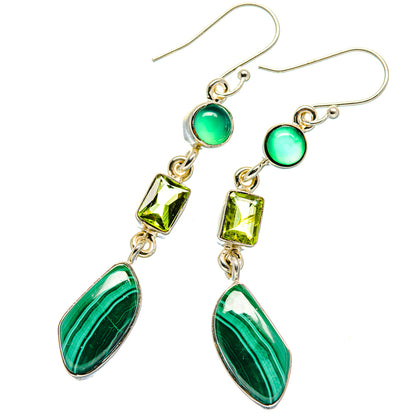 Malachite, Peridot, Green Onyx Earrings handcrafted by Ana Silver Co - EARR423011