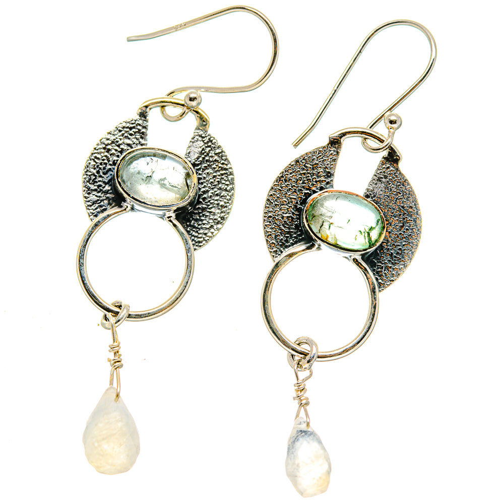 Aquamarine, Rainbow Moonstone Earrings handcrafted by Ana Silver Co - EARR423016