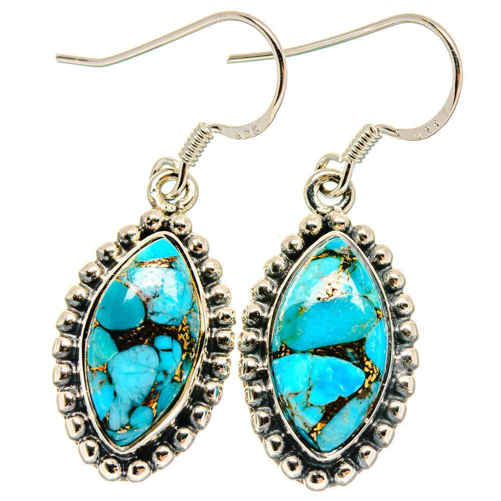 Blue Copper Composite Turquoise Earrings handcrafted by Ana Silver Co - EARR423029