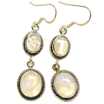 Rainbow Moonstone Earrings handcrafted by Ana Silver Co - EARR423036