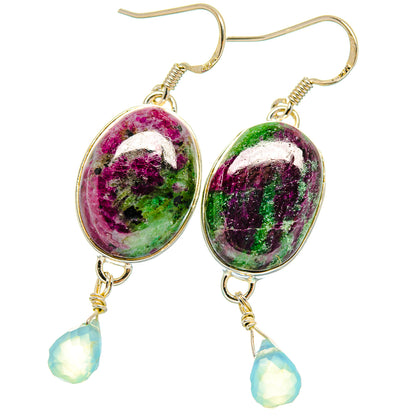 Ruby Zoisite Earrings handcrafted by Ana Silver Co - EARR423043