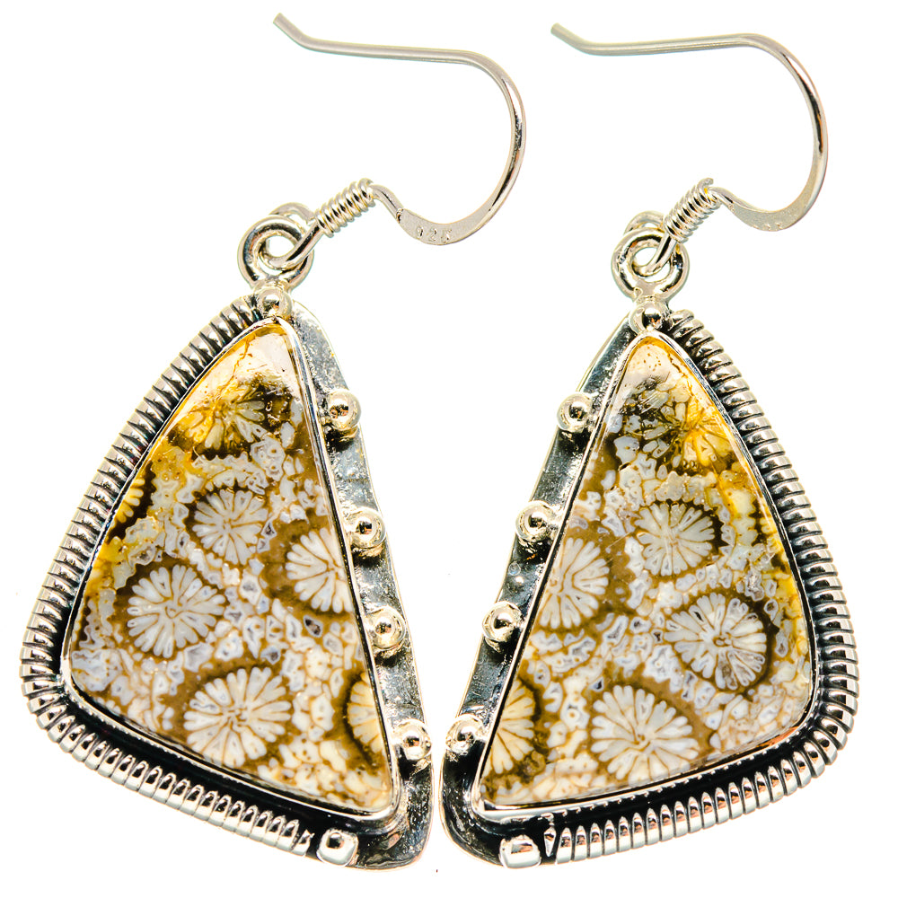 Fossil Coral Earrings handcrafted by Ana Silver Co - EARR423054