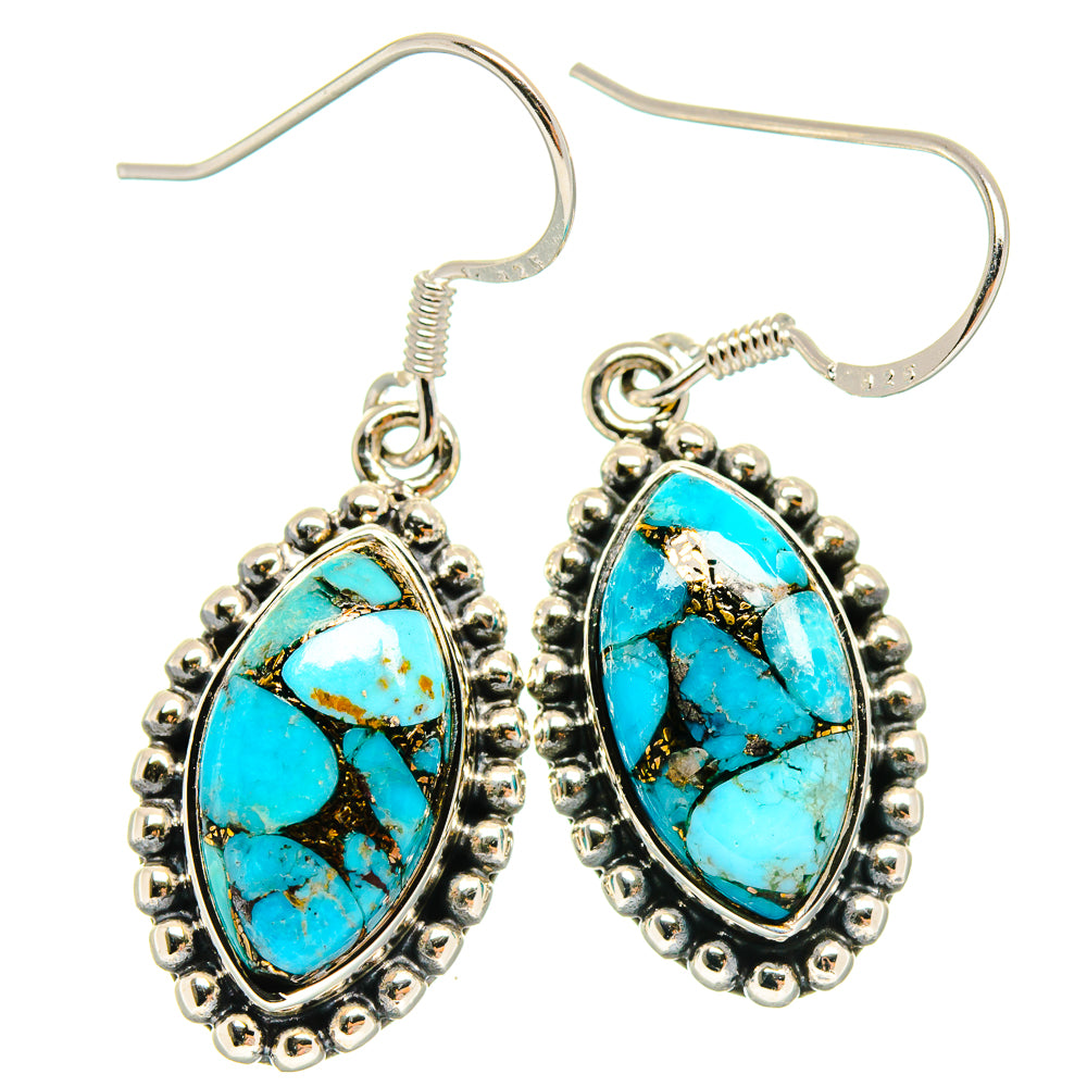 Blue Copper Composite Turquoise Earrings handcrafted by Ana Silver Co - EARR423055