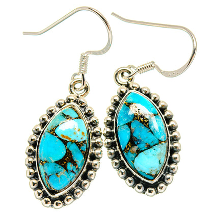 Blue Copper Composite Turquoise Earrings handcrafted by Ana Silver Co - EARR423055