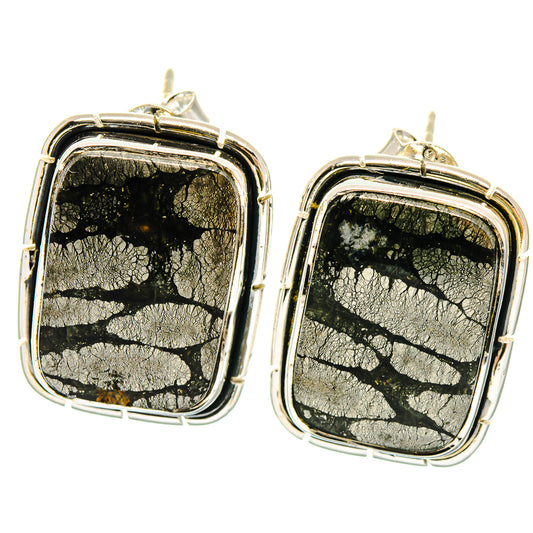 Pyrite In Black Onyx Earrings handcrafted by Ana Silver Co - EARR423069