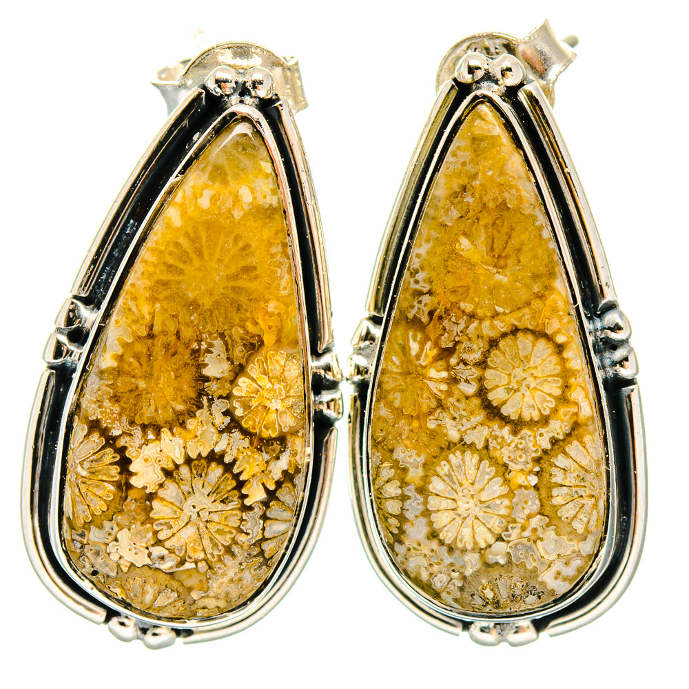 Fossil Coral Earrings handcrafted by Ana Silver Co - EARR423087