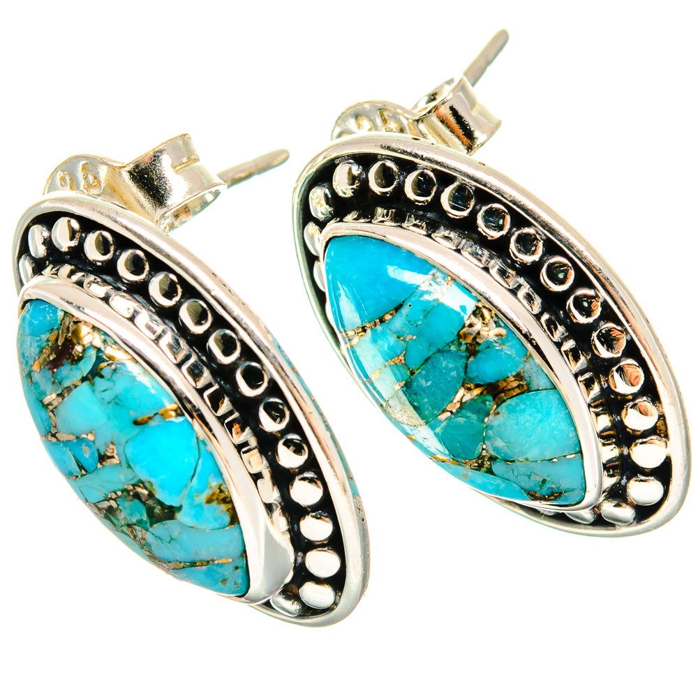 Blue Copper Composite Turquoise Earrings handcrafted by Ana Silver Co - EARR423096