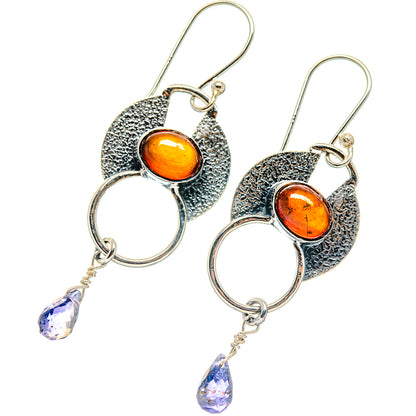 Carnelian, Tanzanite Earrings handcrafted by Ana Silver Co - EARR423118