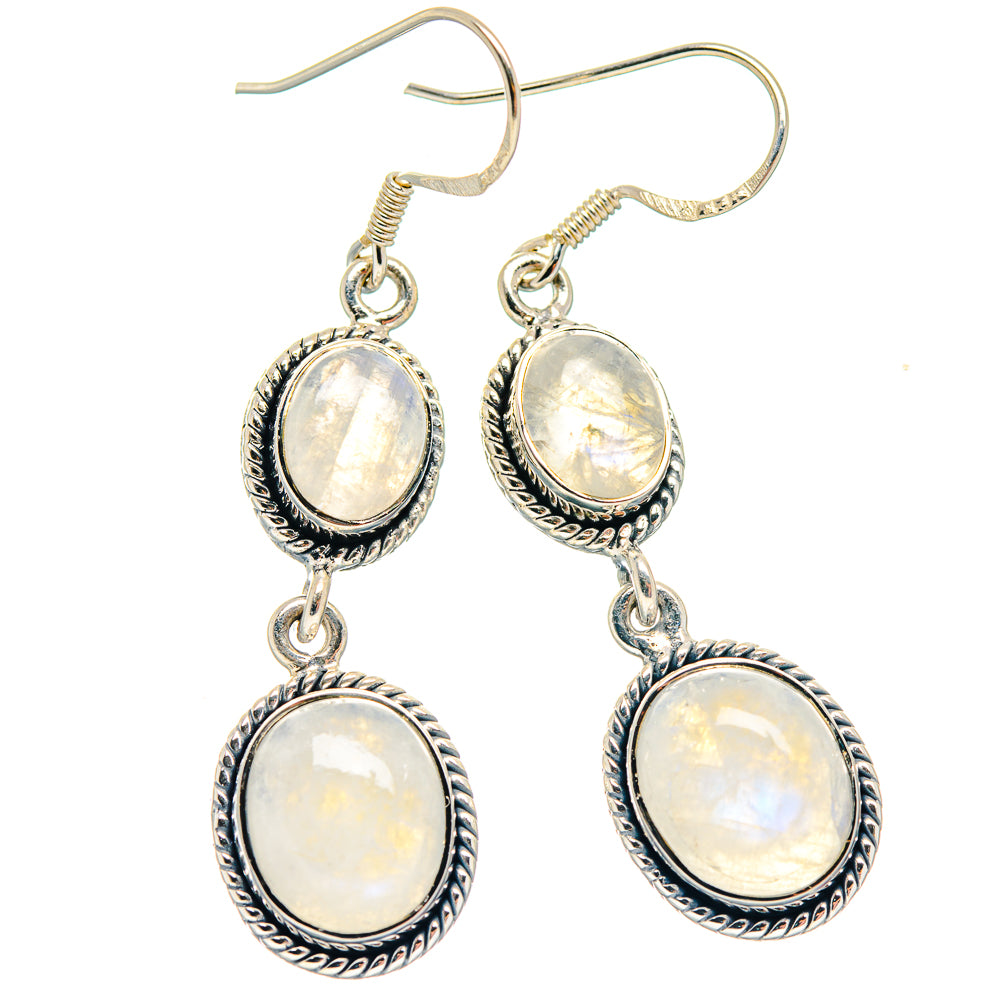 Rainbow Moonstone Earrings handcrafted by Ana Silver Co - EARR423132