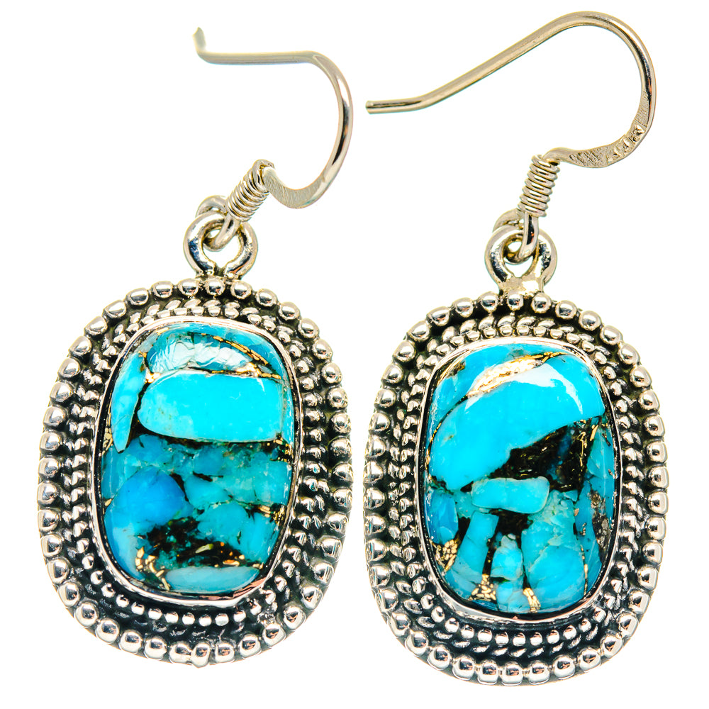 Blue Copper Composite Turquoise Earrings handcrafted by Ana Silver Co - EARR423134