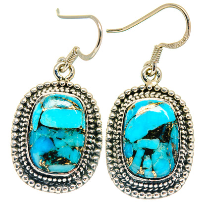 Blue Copper Composite Turquoise Earrings handcrafted by Ana Silver Co - EARR423134