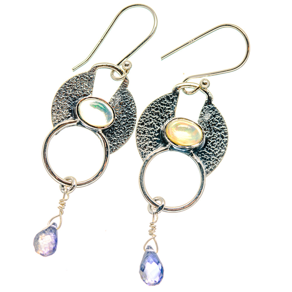Ethiopian Opal, Tanzanite Earrings handcrafted by Ana Silver Co - EARR423138