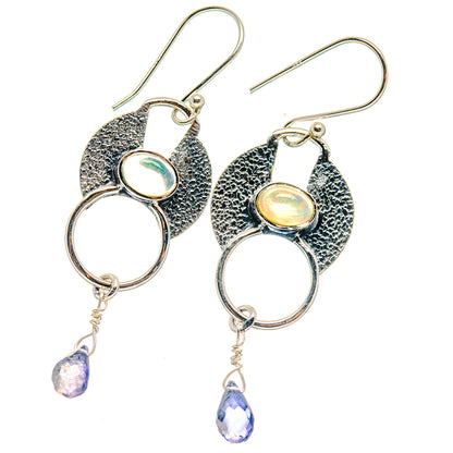 Ethiopian Opal, Tanzanite Earrings handcrafted by Ana Silver Co - EARR423138