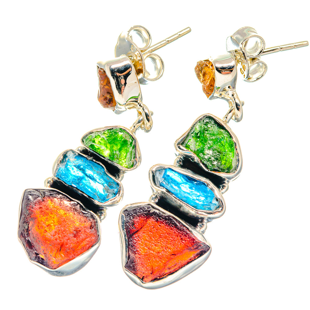 Garnet, Apatite, Chrome Diopside, Citrine Earrings handcrafted by Ana Silver Co - EARR423142