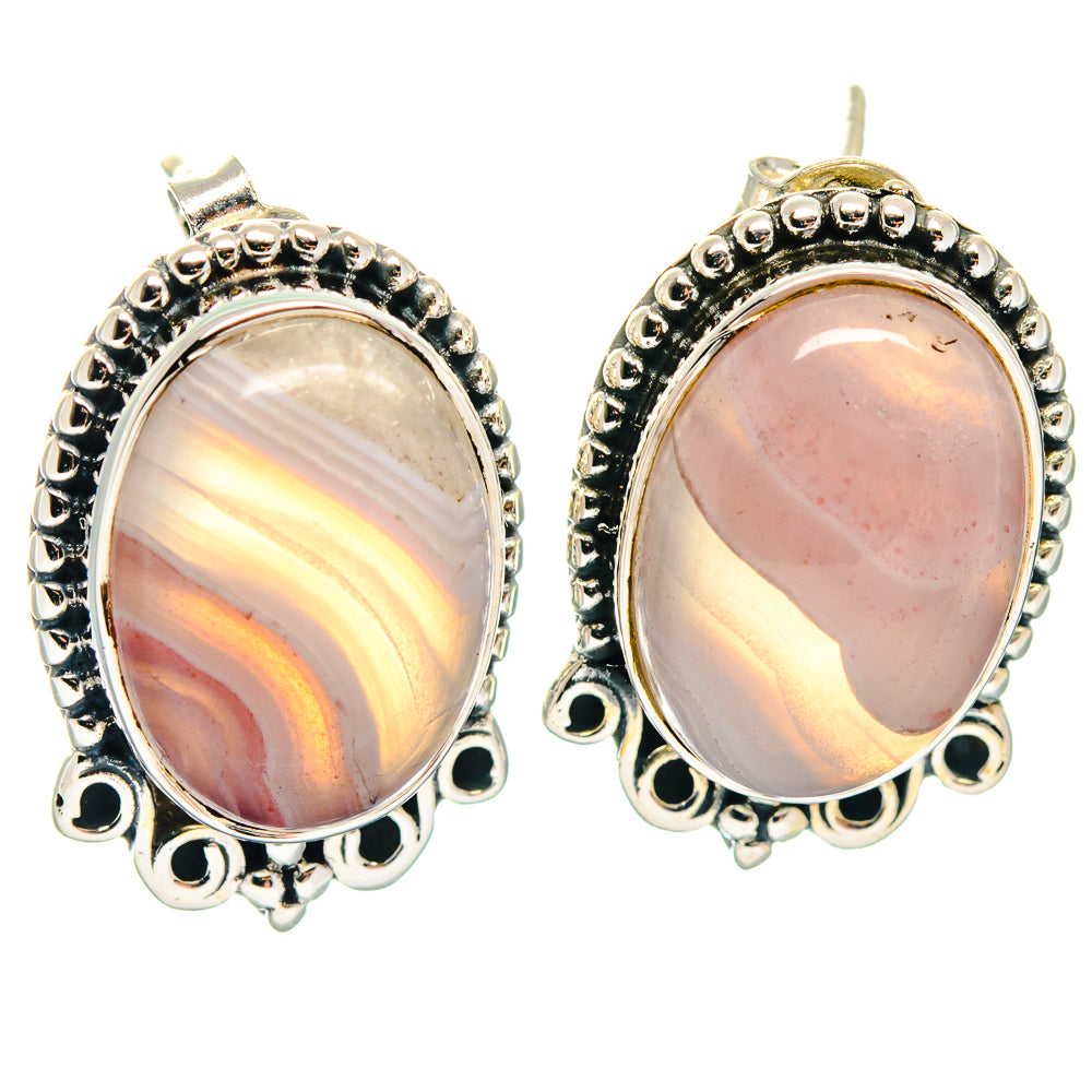 Botswana Agate Earrings handcrafted by Ana Silver Co - EARR423150