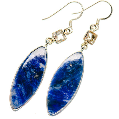 Sodalite, White Quartz Earrings handcrafted by Ana Silver Co - EARR423157