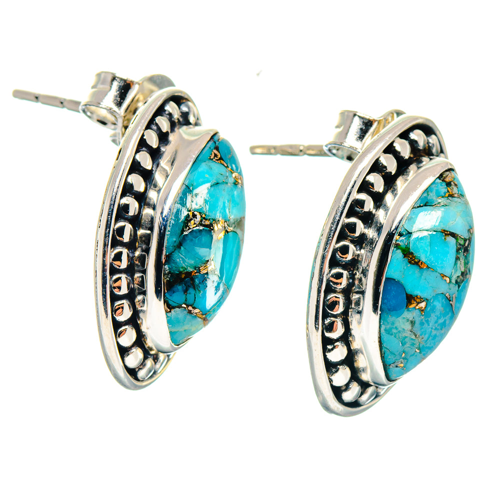 Blue Copper Composite Turquoise Earrings handcrafted by Ana Silver Co - EARR423169