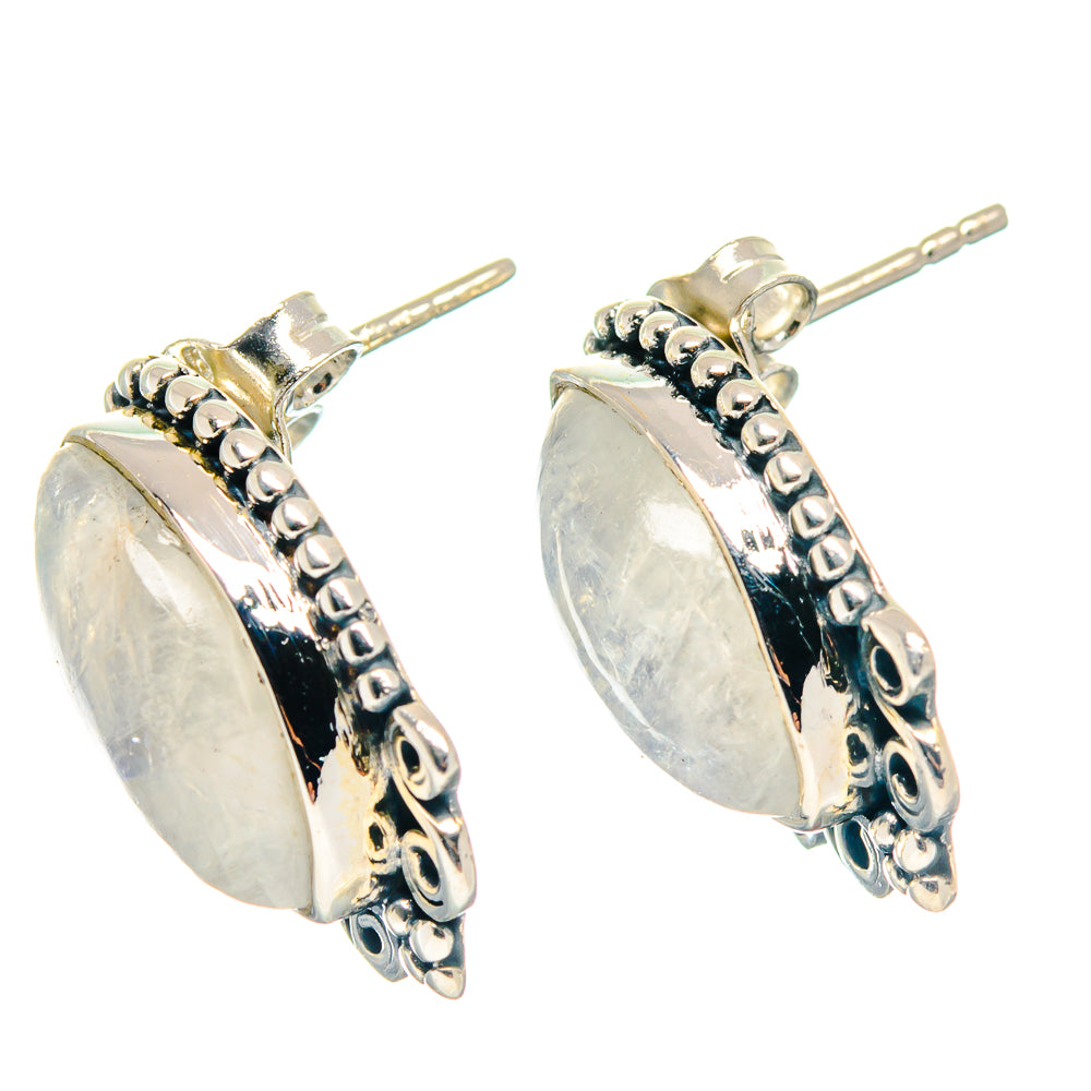 Rainbow Moonstone Earrings handcrafted by Ana Silver Co - EARR423173